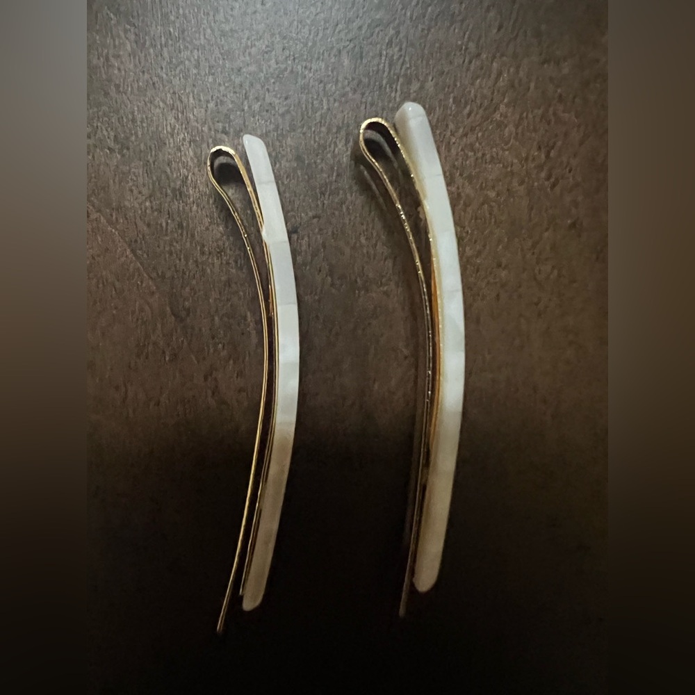 France Luxe Bobby Pin Pair on Gold Wire Set of 2 in Alba Ivory Gold - Picture 3 of 8